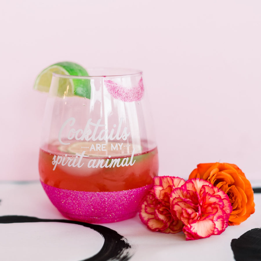 Cocktails are my spirit animal, pink glitter dipped cocktails glass.
