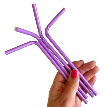 Purple bendy paper straws from the eco friendly, biodegradable straw line from The Pursuit of Cocktails.