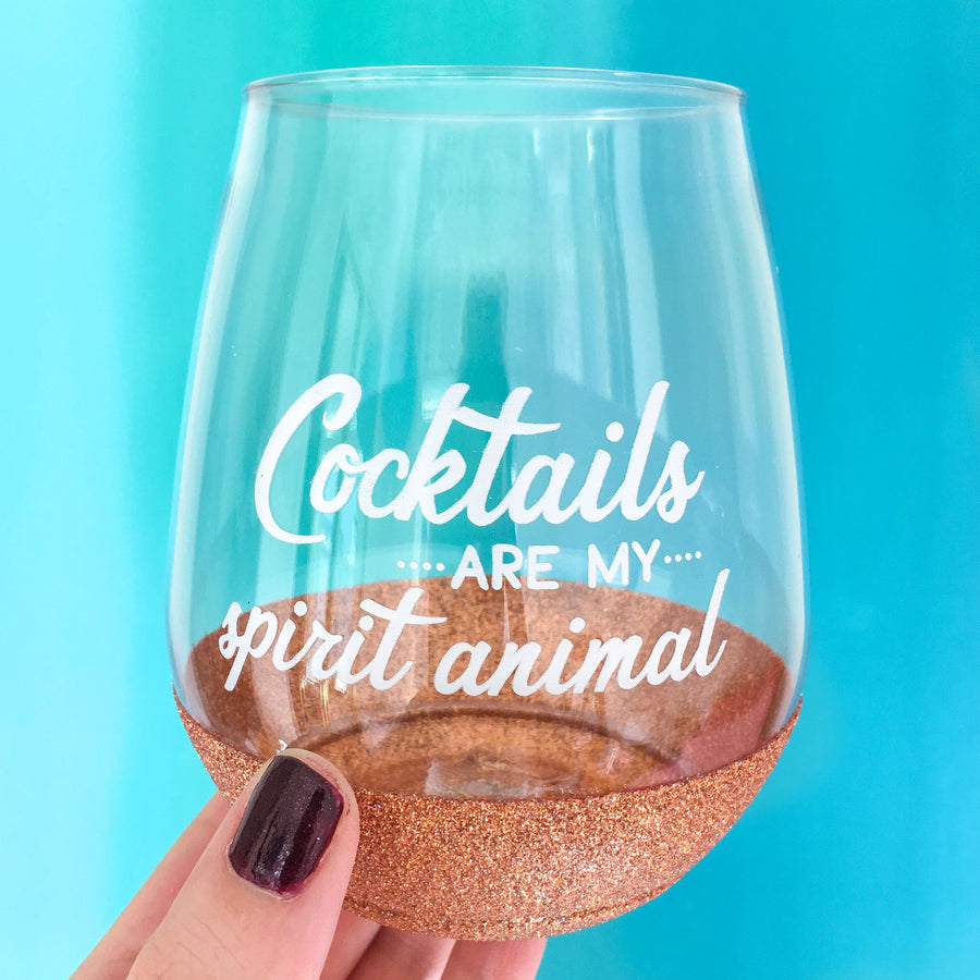 Plastic cocktail glass with saying 