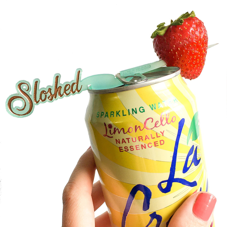 Drink marker made to fit on cans - Swizzly drink marker + cocktail stick