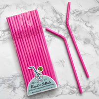 Bright yellow bendy paper straws - Compostable, flexible paper