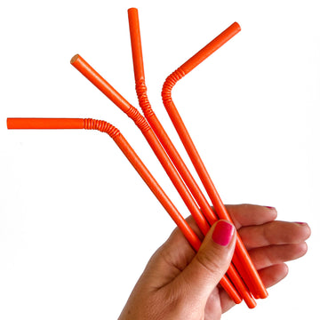 Orange bendy paper straw from The Pursuit of Cocktails. Biodegradable, compostable and recyclable eco friendly paper straws
