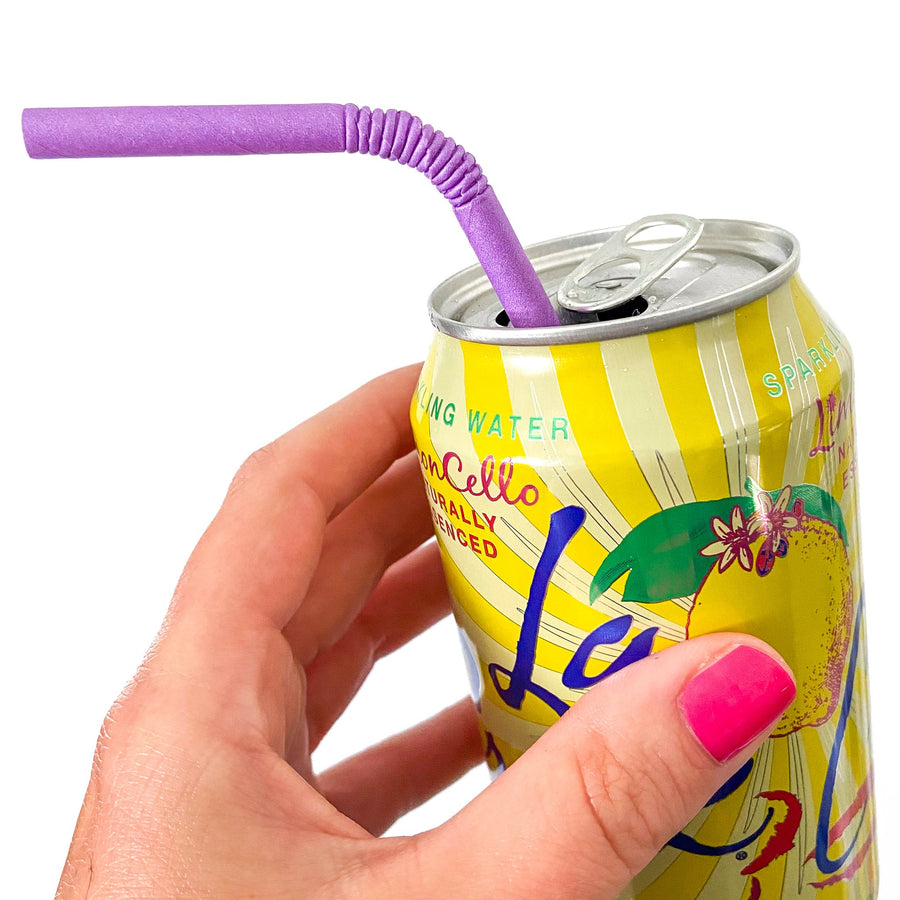 Compostable paper straw in colorful purple from The Pursuit of Cocktails.