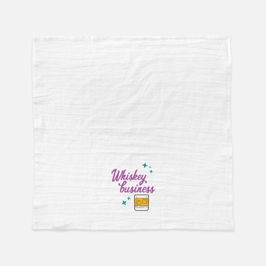 Flour sack towel with whiskey themed design from The Pursuit of Cocktails